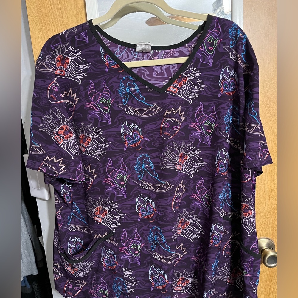 Disney villains scrub top 3x